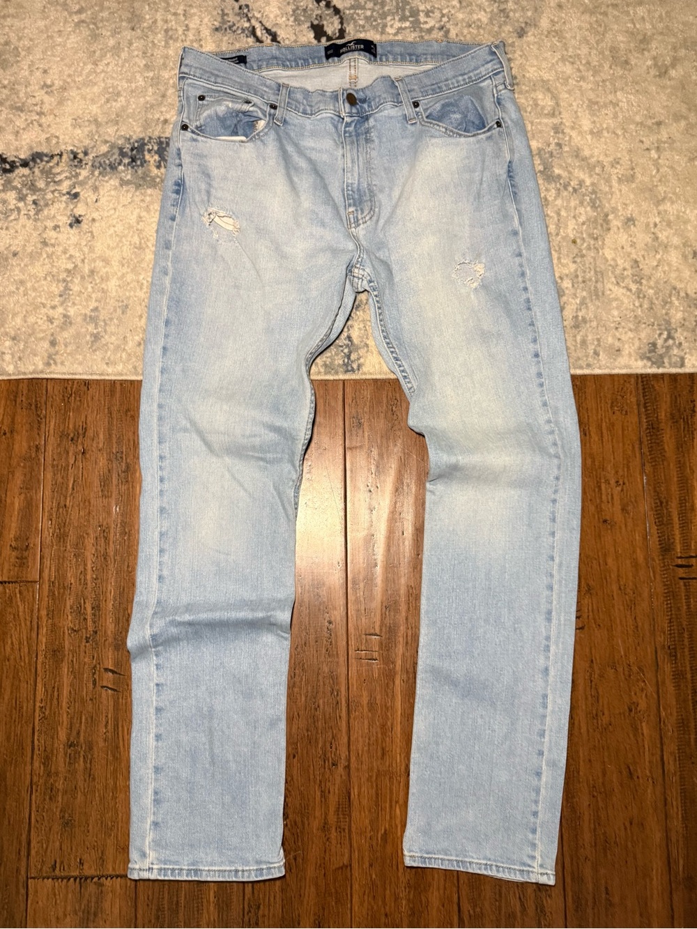 Hollister Epic Flex Slim Straight Distressed Jeans Men’s 36x34 Light Wash